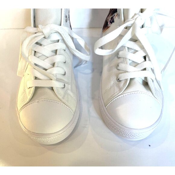 Cow Lovers High Top Sneakers Womens White Canvas With Cow Print Size 7 - Picture 6 of 11